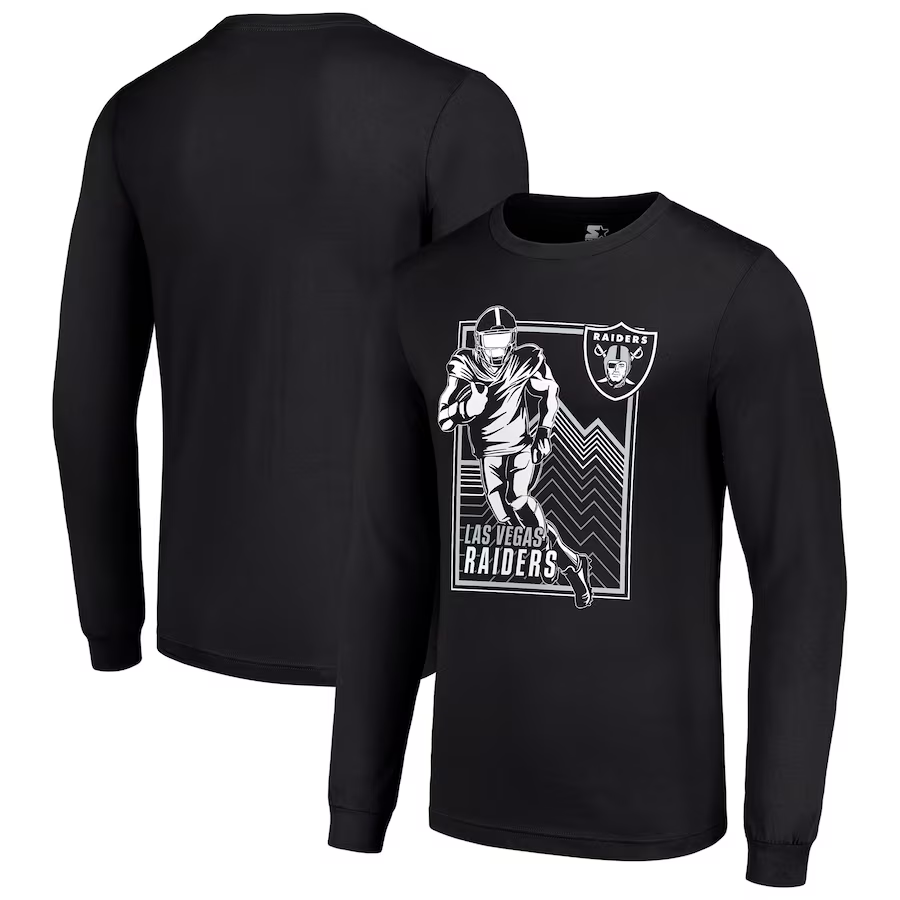 Men Oakland Raiders black 2024 NFL Long sleeve T Shirts